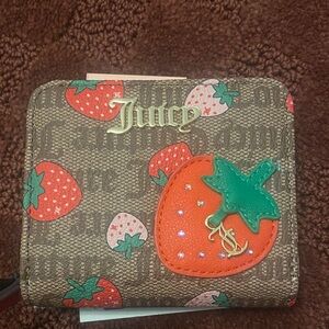 Juicy Couture Brown Wallet with Strawberry Accents